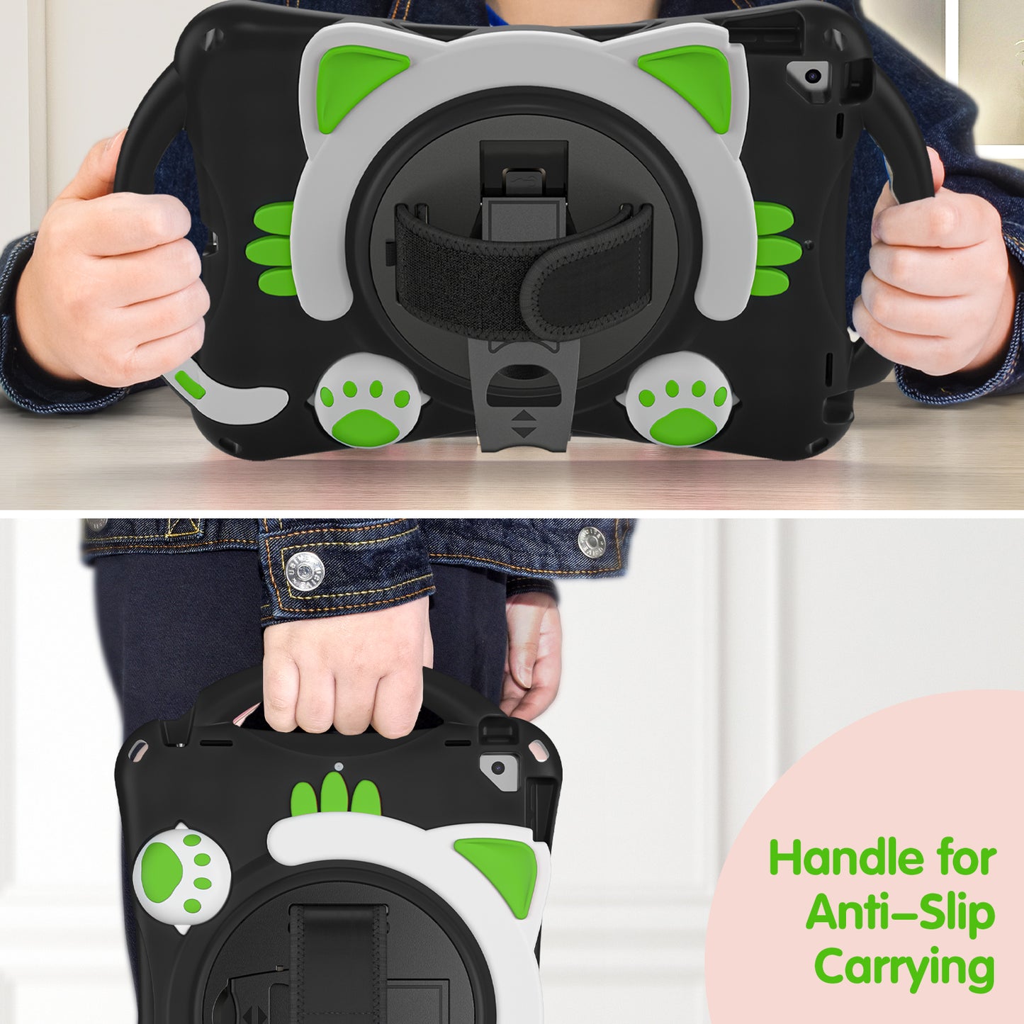 360 Degree Rotary Kickstand Hybrid Cover with Grip Handle for iPad Pro 10.5-inch (2017)/Air 10.5 inch (2019)/10.2 (2020)/10.2 (2019)/10.2 (2021)