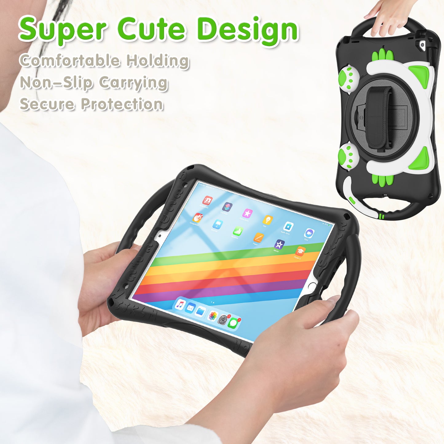 360 Degree Rotary Kickstand Hybrid Cover with Grip Handle for iPad Pro 10.5-inch (2017)/Air 10.5 inch (2019)/10.2 (2020)/10.2 (2019)/10.2 (2021)
