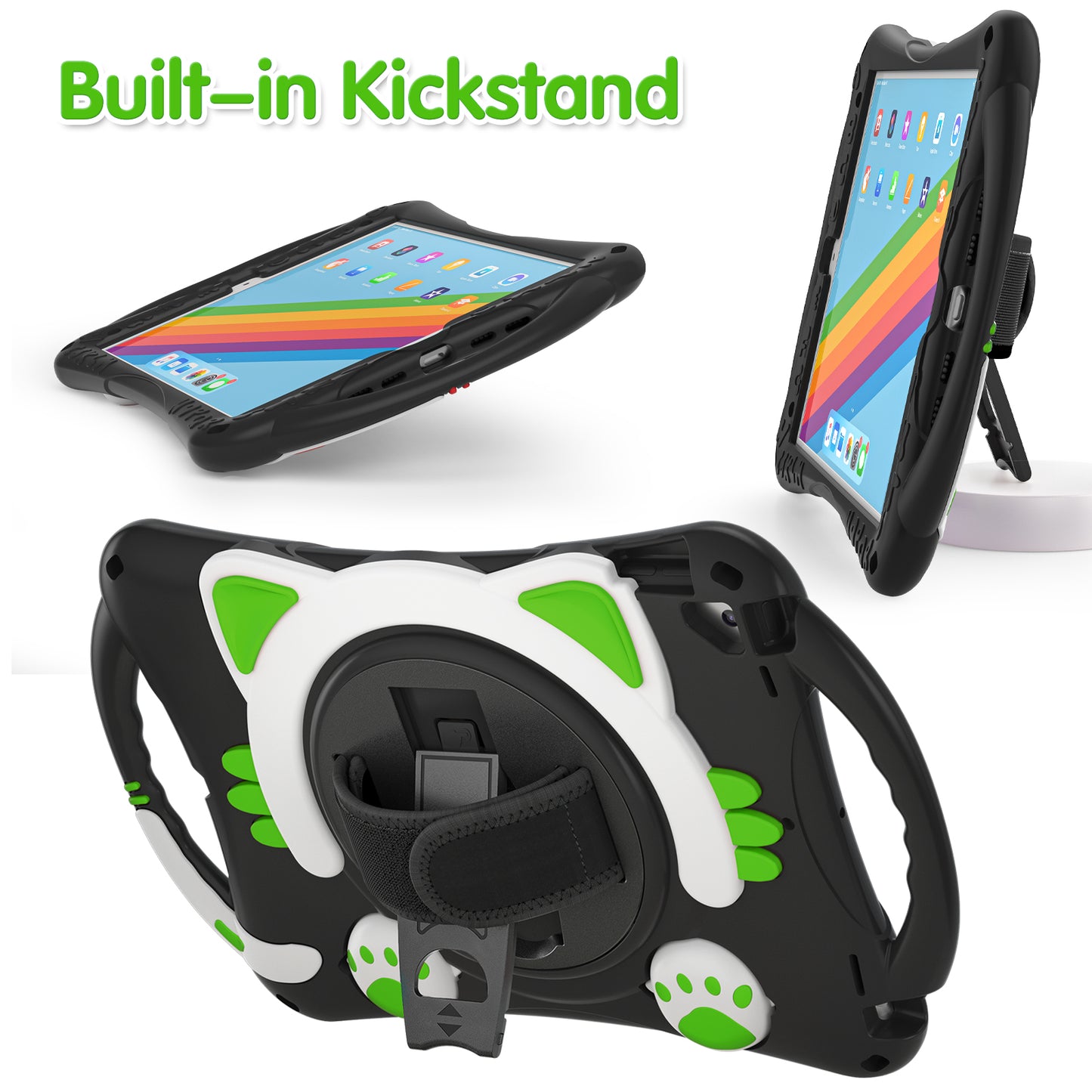 360 Degree Rotary Kickstand Hybrid Cover with Grip Handle for iPad Pro 10.5-inch (2017)/Air 10.5 inch (2019)/10.2 (2020)/10.2 (2019)/10.2 (2021)