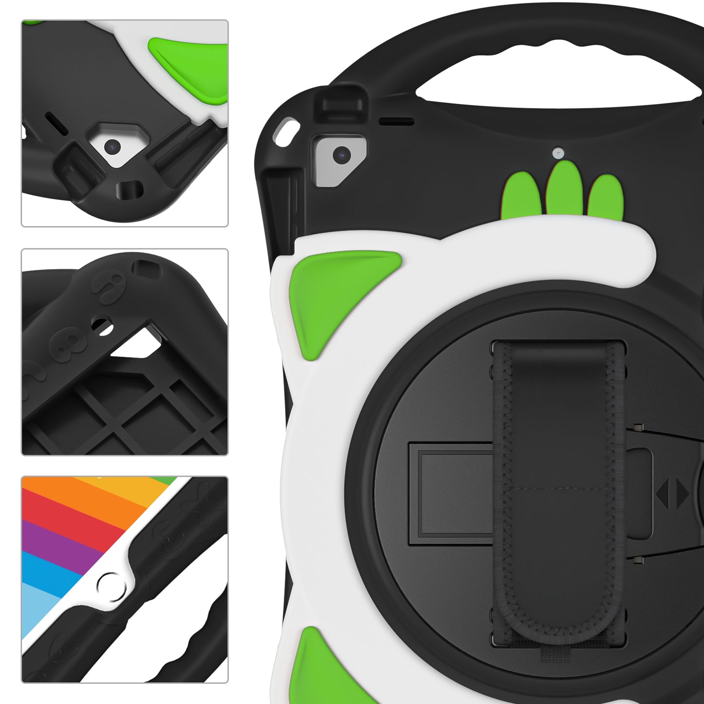 360 Degree Rotary Kickstand Hybrid Cover with Grip Handle for iPad Pro 10.5-inch (2017)/Air 10.5 inch (2019)/10.2 (2020)/10.2 (2019)/10.2 (2021)