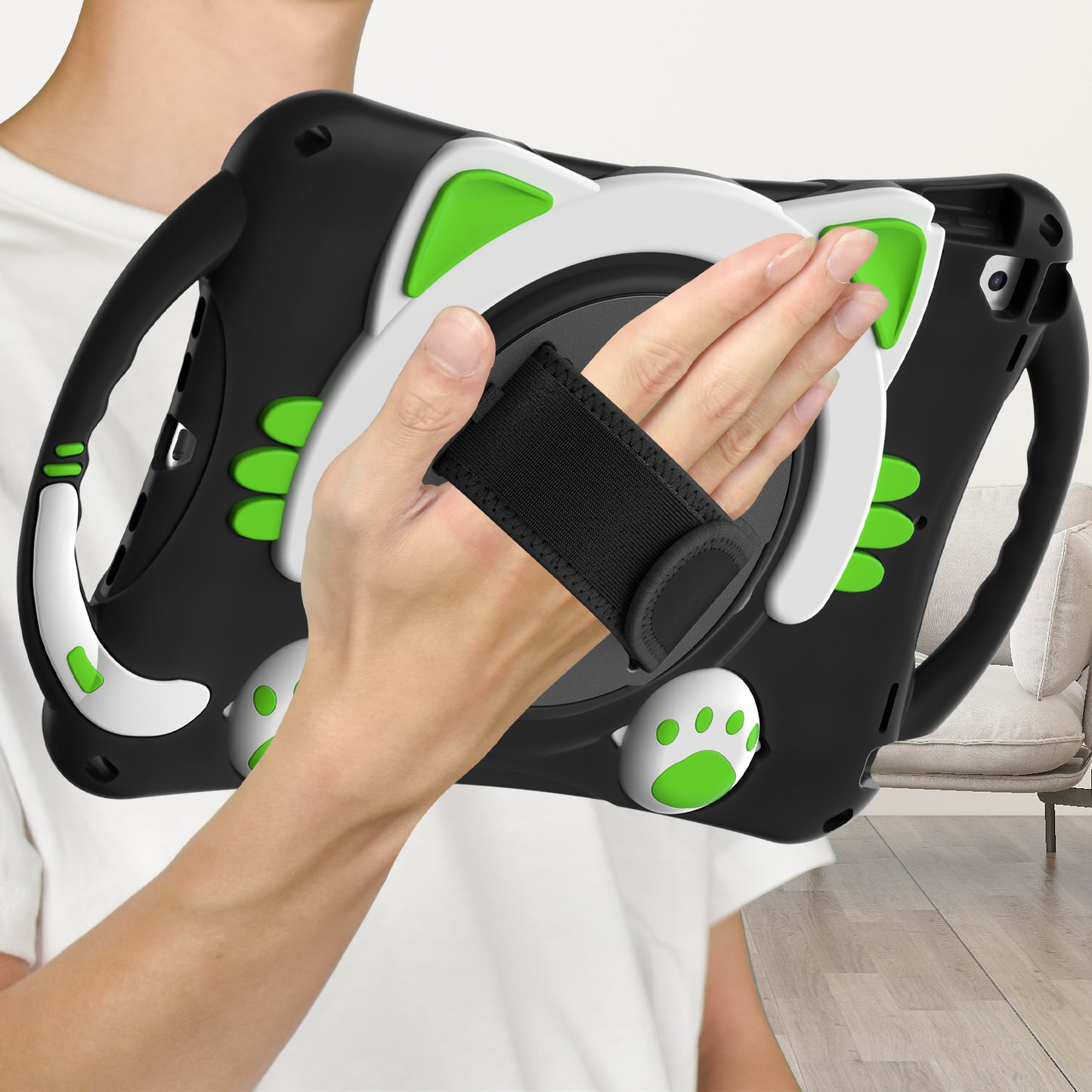 360 Degree Rotary Kickstand Hybrid Cover with Grip Handle for iPad Pro 10.5-inch (2017)/Air 10.5 inch (2019)/10.2 (2020)/10.2 (2019)/10.2 (2021)