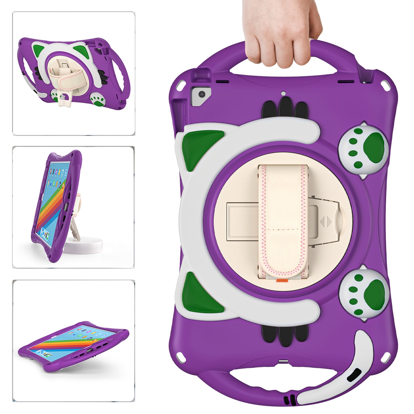 360 Degree Rotary Kickstand Hybrid Cover with Grip Handle for iPad Pro 10.5-inch (2017)/Air 10.5 inch (2019)/10.2 (2020)/10.2 (2019)/10.2 (2021)