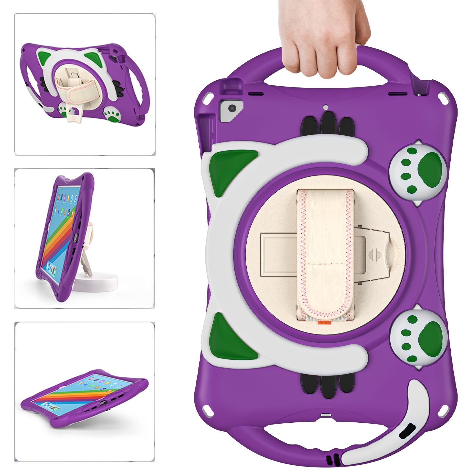 360 Degree Rotary Kickstand Hybrid Cover with Grip Handle for iPad Pro 10.5-inch (2017)/Air 10.5 inch (2019)/10.2 (2020)/10.2 (2019)/10.2 (2021)