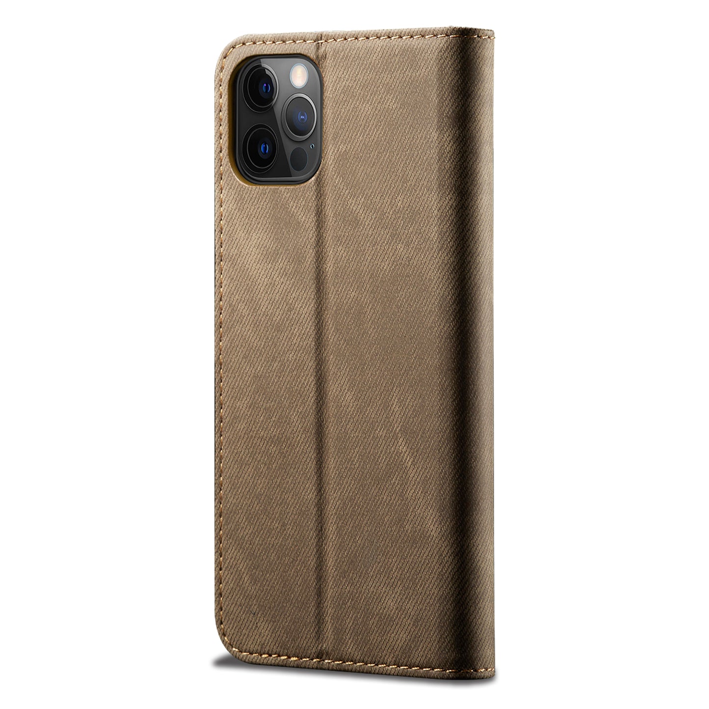 Jeans Cloth Texture All-round Protection Leather Wallet Stand Case for iPhone 13 Pro 6.1 inch