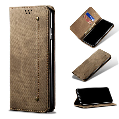 Jeans Cloth Texture All-round Protection Leather Wallet Stand Case for iPhone 13 Pro 6.1 inch