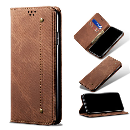 Jeans Cloth Texture All-round Protection Leather Wallet Stand Case for iPhone 13 Pro 6.1 inch