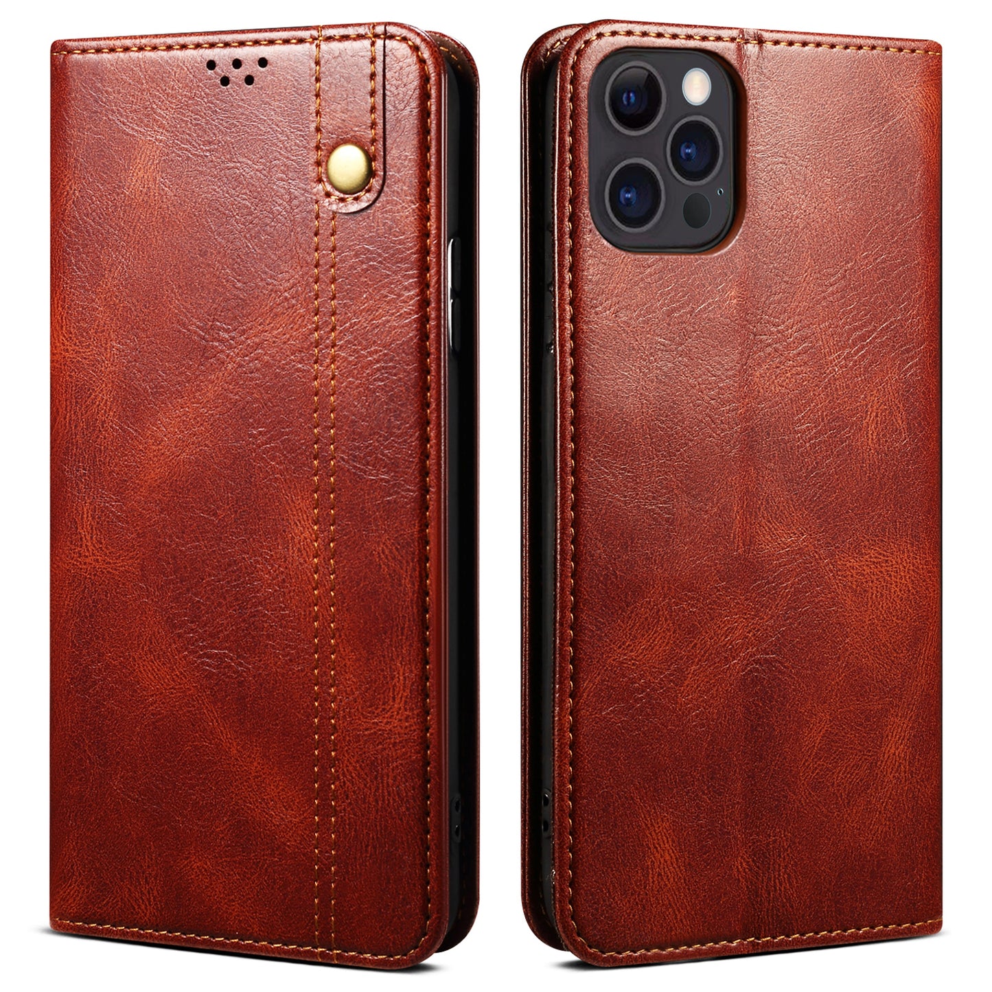 Oil Wax Surface PU Leather + Inner TPU Case Wallet Mobile Phone Shell for iPhone 13 Pro Max 6.7 inch