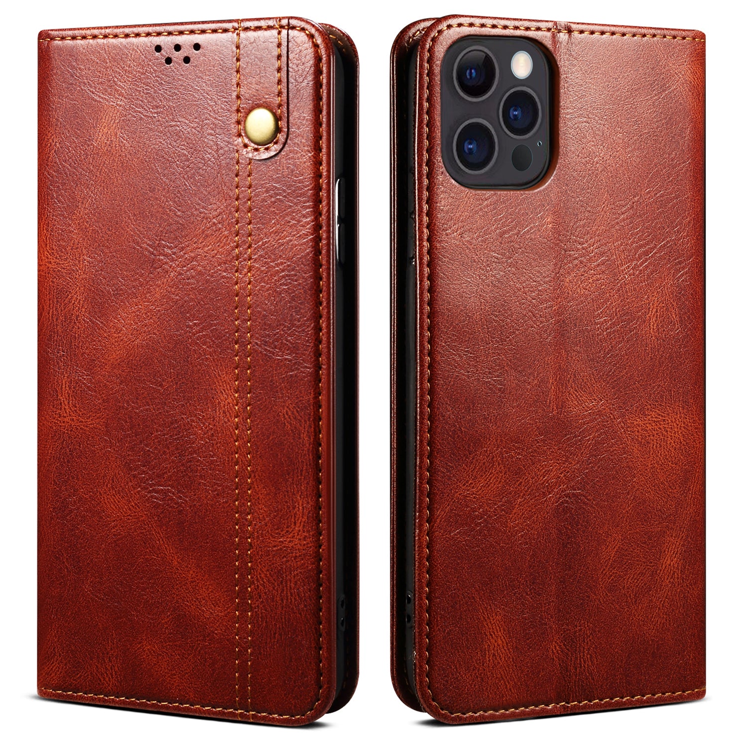 Oil Wax Surface PU Leather + Inner TPU Case Wallet Mobile Phone Shell for iPhone 13 Pro Max 6.7 inch