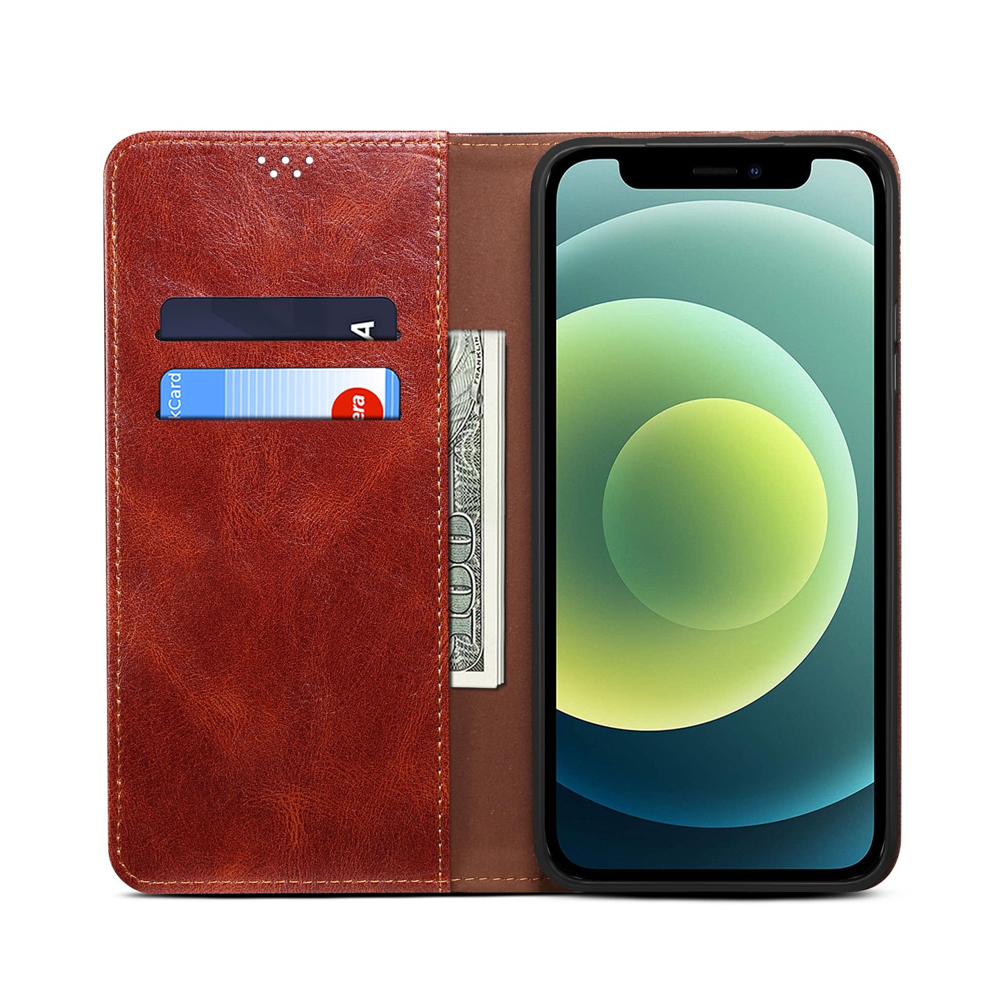Oil Wax Surface PU Leather + Inner TPU Case Wallet Mobile Phone Shell for iPhone 13 Pro Max 6.7 inch