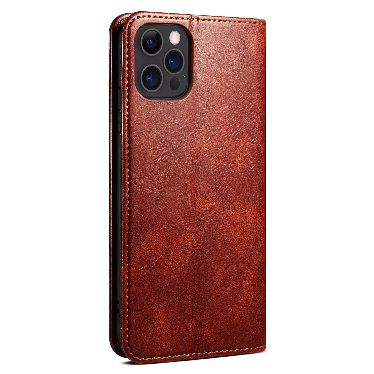 PU Leather + Inner Soft TPU Oil Wax Surface Wallet Stand Design Phone Case for iPhone 13 Pro 6.1 inch