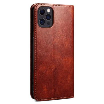 PU Leather + Inner Soft TPU Oil Wax Surface Wallet Stand Design Phone Case for iPhone 13 Pro 6.1 inch