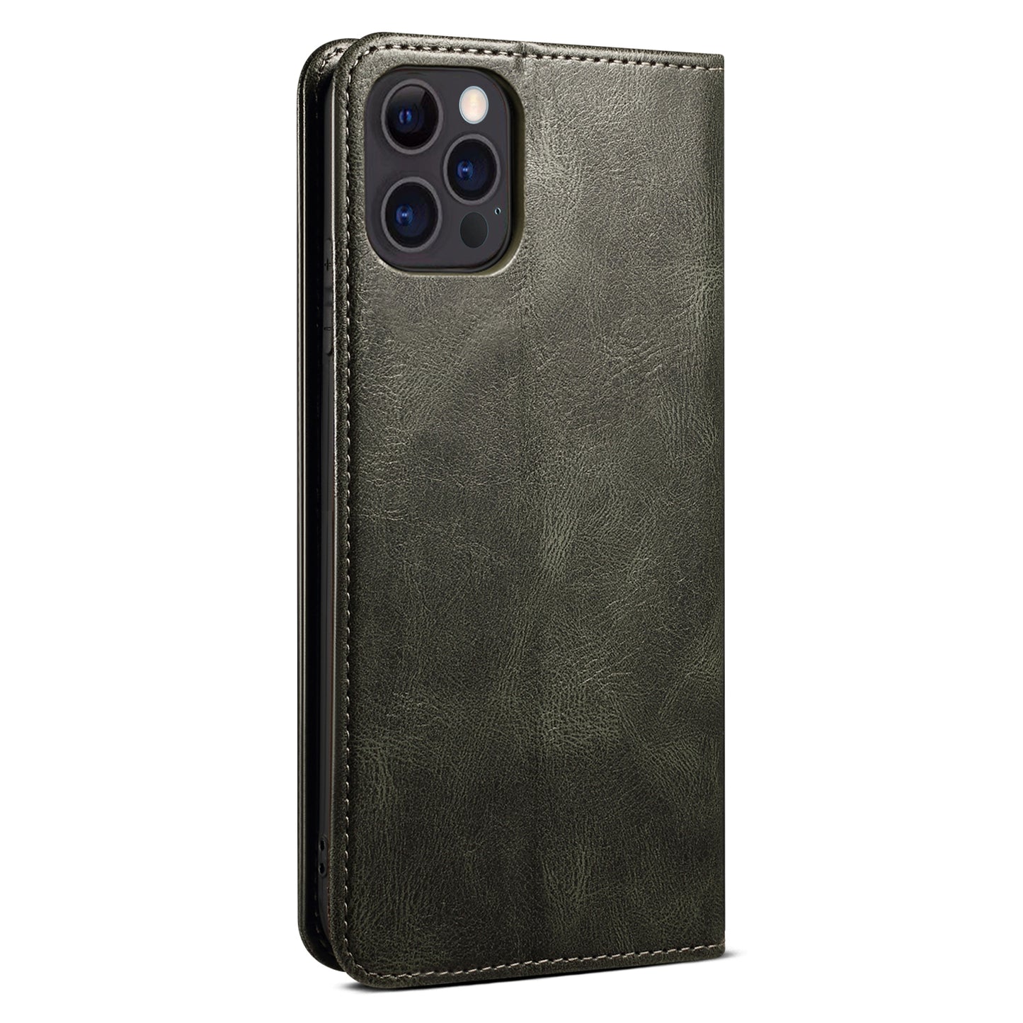 PU Leather + Inner Soft TPU Oil Wax Surface Wallet Stand Design Phone Case for iPhone 13 Pro 6.1 inch