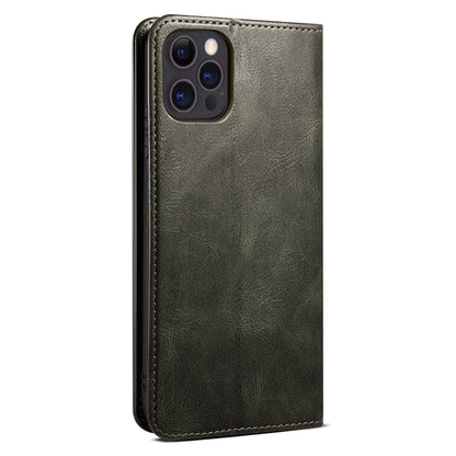 PU Leather + Inner Soft TPU Oil Wax Surface Wallet Stand Design Phone Case for iPhone 13 Pro 6.1 inch