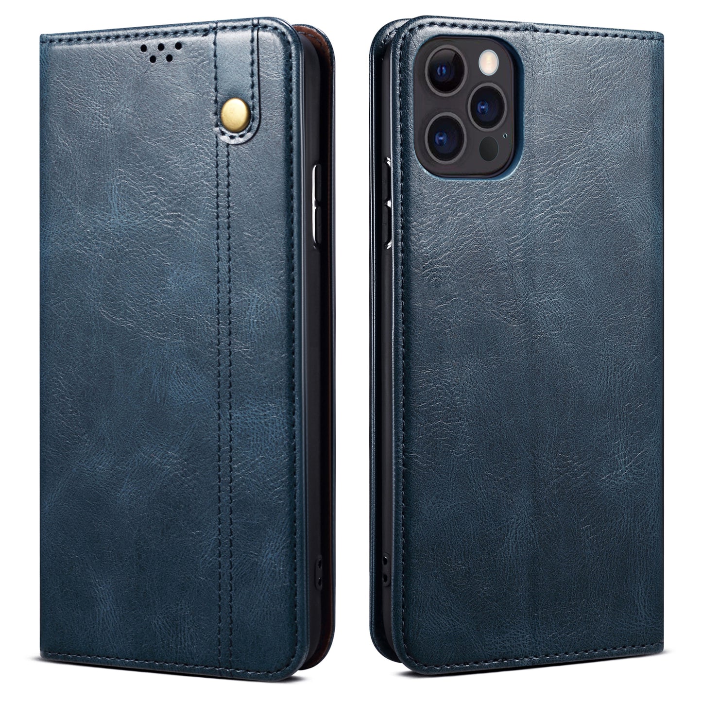 PU Leather + Inner Soft TPU Oil Wax Surface Wallet Stand Design Phone Case for iPhone 13 Pro 6.1 inch