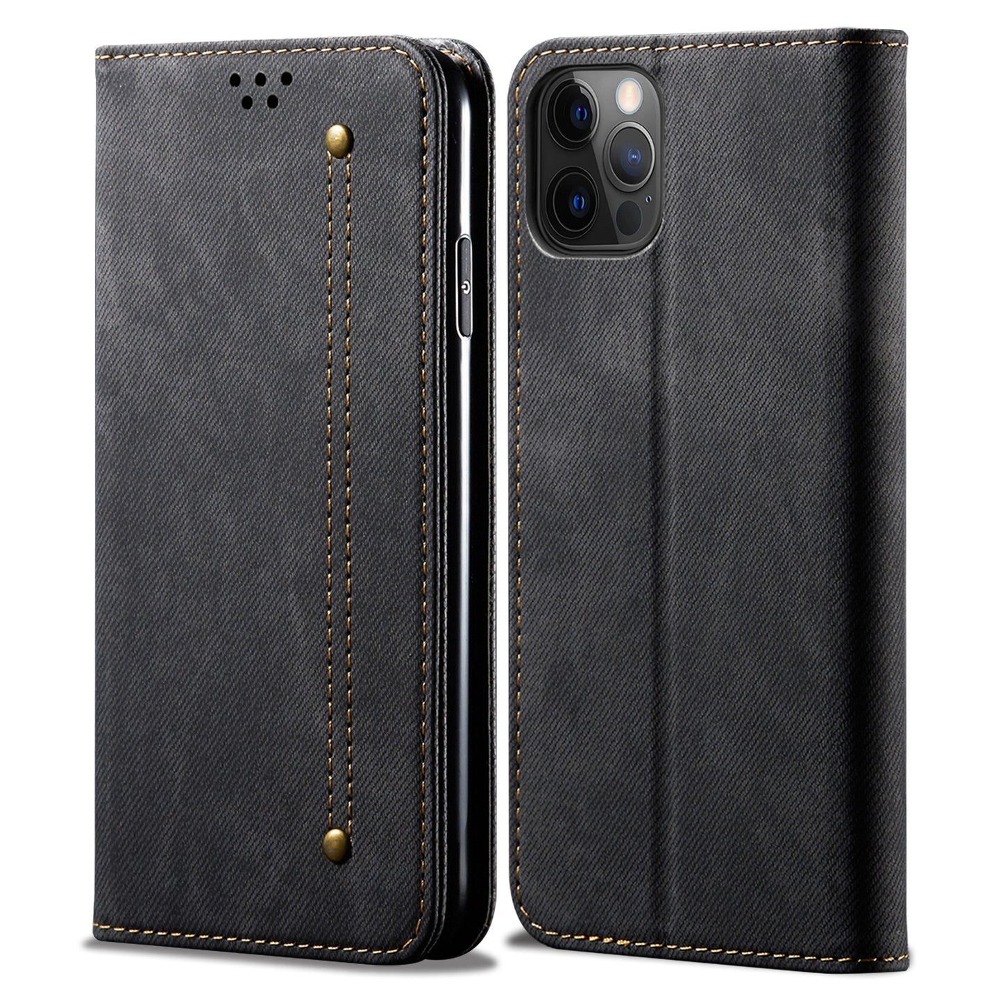 Full Protection Jeans Cloth Texture Leather Wallet Stand Design Case for iPhone 13 Pro Max 6.7 inch