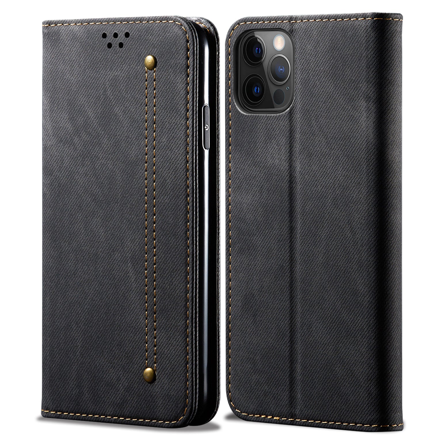 Full Protection Jeans Cloth Texture Leather Wallet Stand Design Case for iPhone 13 Pro Max 6.7 inch
