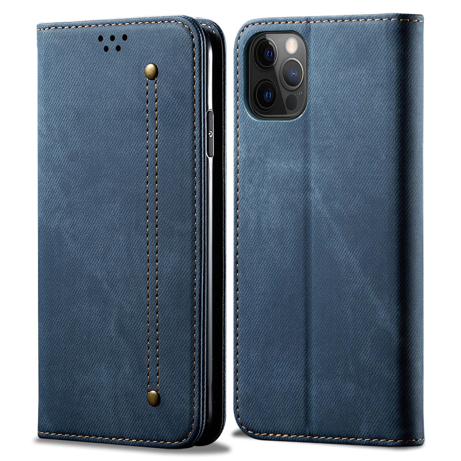 Full Protection Jeans Cloth Texture Leather Wallet Stand Design Case for iPhone 13 Pro Max 6.7 inch