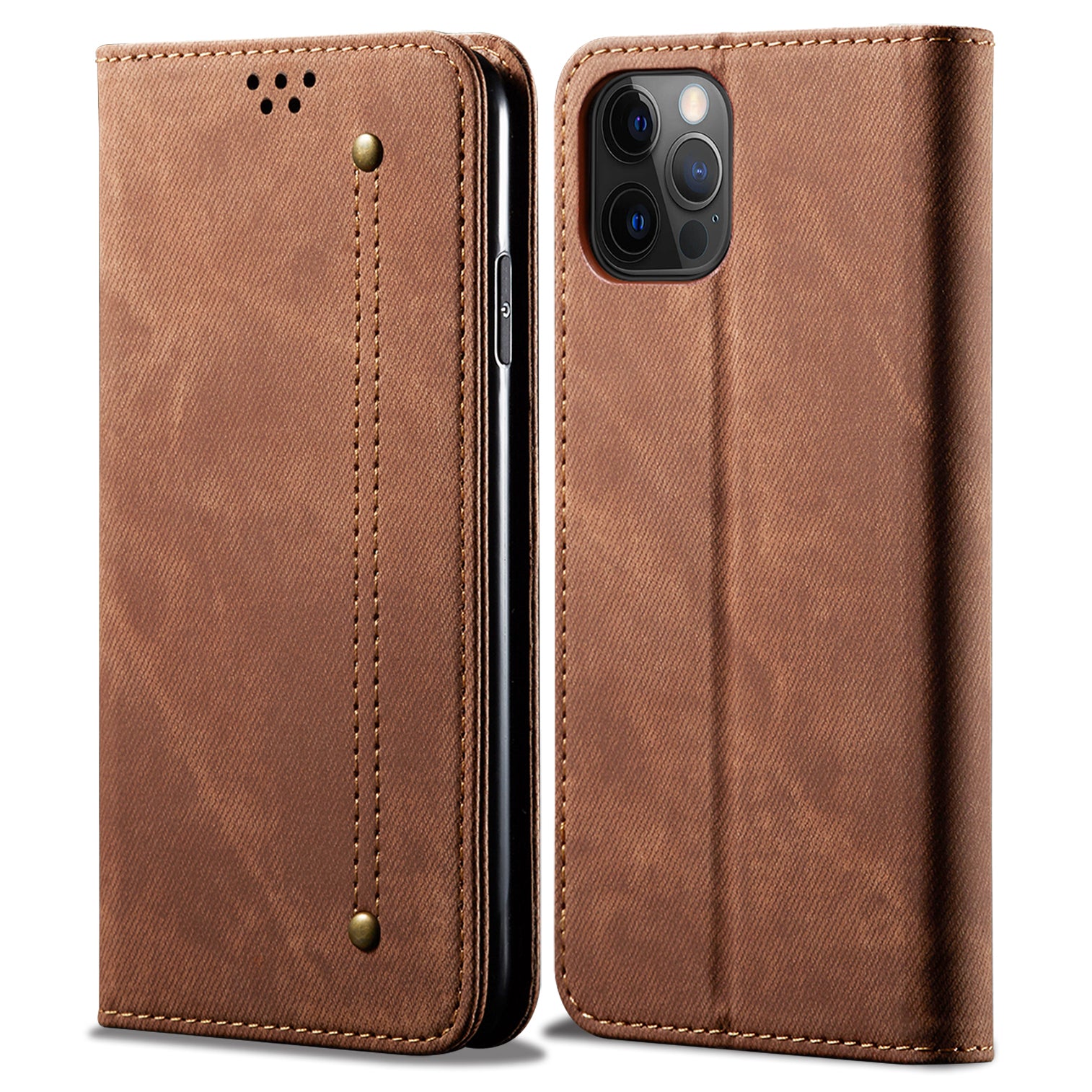 Full Protection Jeans Cloth Texture Leather Wallet Stand Design Case for iPhone 13 Pro Max 6.7 inch