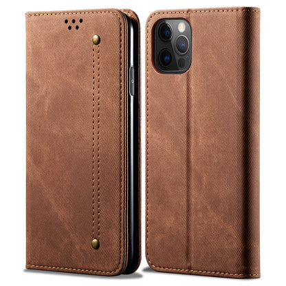 Full Protection Jeans Cloth Texture Leather Wallet Stand Design Case for iPhone 13 Pro Max 6.7 inch