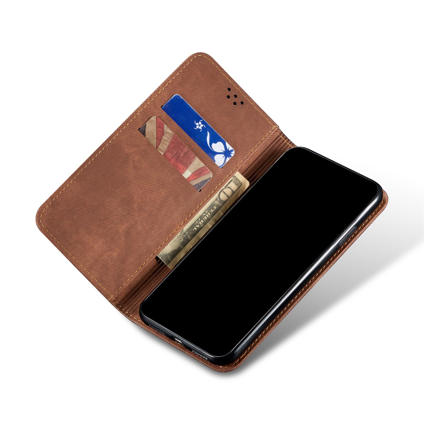 Full Protection Jeans Cloth Texture Leather Wallet Stand Design Case for iPhone 13 Pro Max 6.7 inch