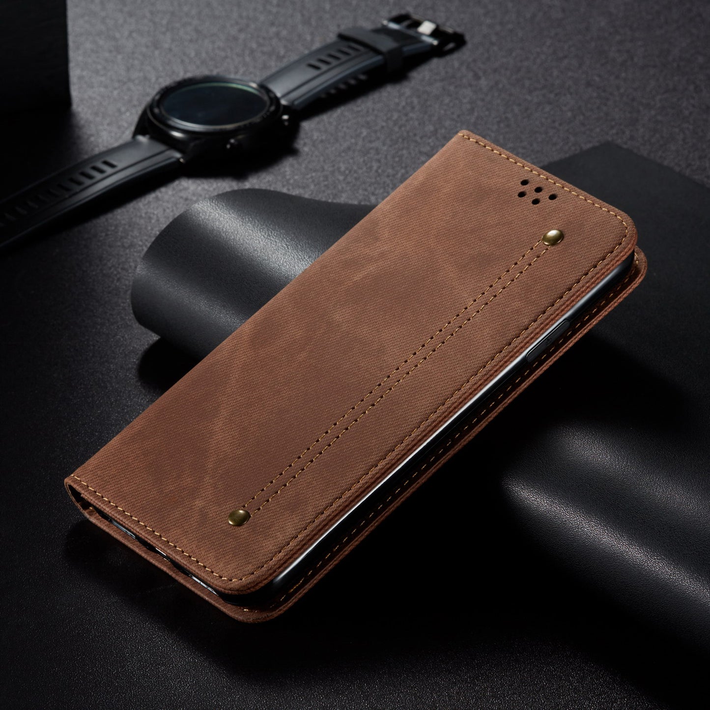 Full Protection Jeans Cloth Texture Leather Wallet Stand Design Case for iPhone 13 Pro Max 6.7 inch