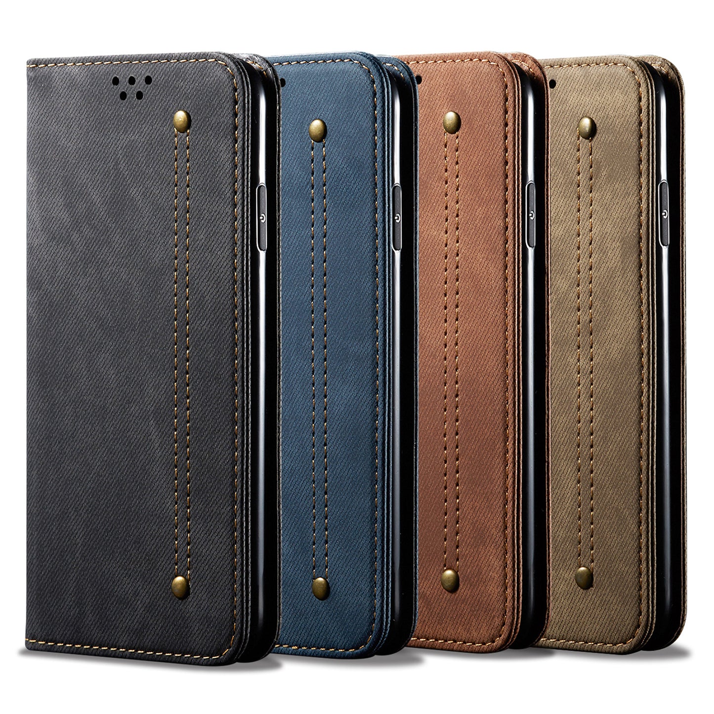 Full Protection Jeans Cloth Texture Leather Wallet Stand Design Case for iPhone 13 Pro Max 6.7 inch