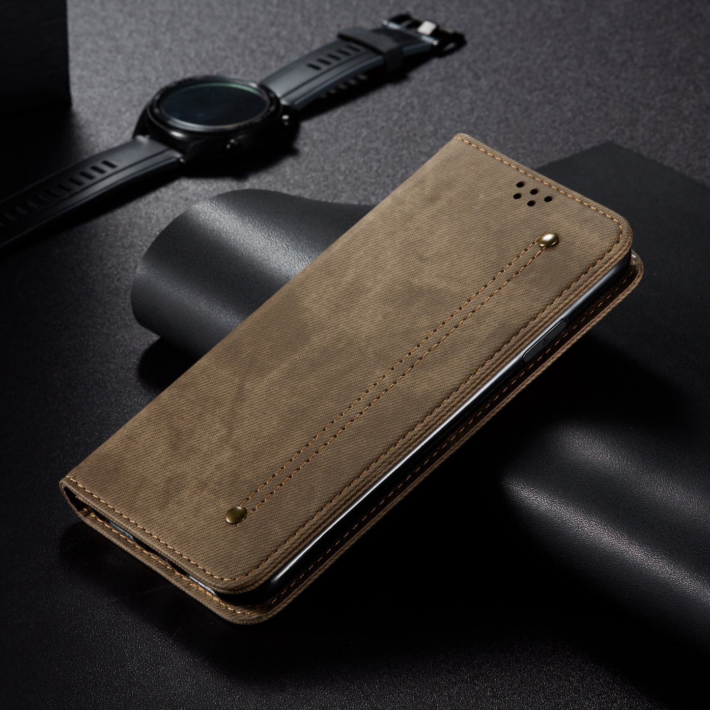 Full Protection Jeans Cloth Texture Leather Wallet Stand Design Case for iPhone 13 Pro Max 6.7 inch
