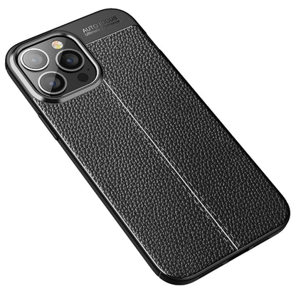 Soft TPU Litchi Texture Phone Back Case for iPhone 13 Pro Max