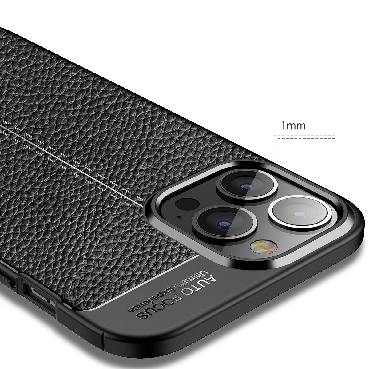 Soft TPU Litchi Texture Phone Back Case for iPhone 13 Pro Max