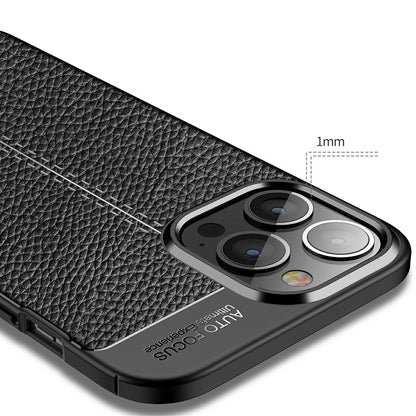 Soft TPU Litchi Texture Phone Back Case for iPhone 13 Pro Max