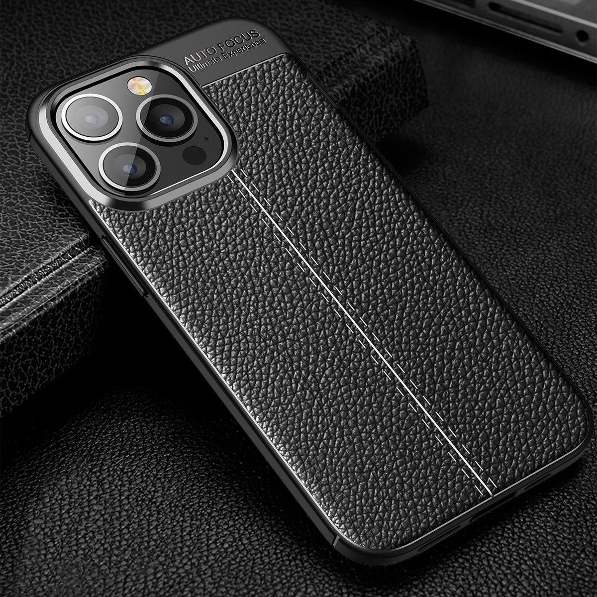 Litchi Texture Flexible TPU Cell Phone Case Protective Cover for iPhone 13 Pro 6.1 inch