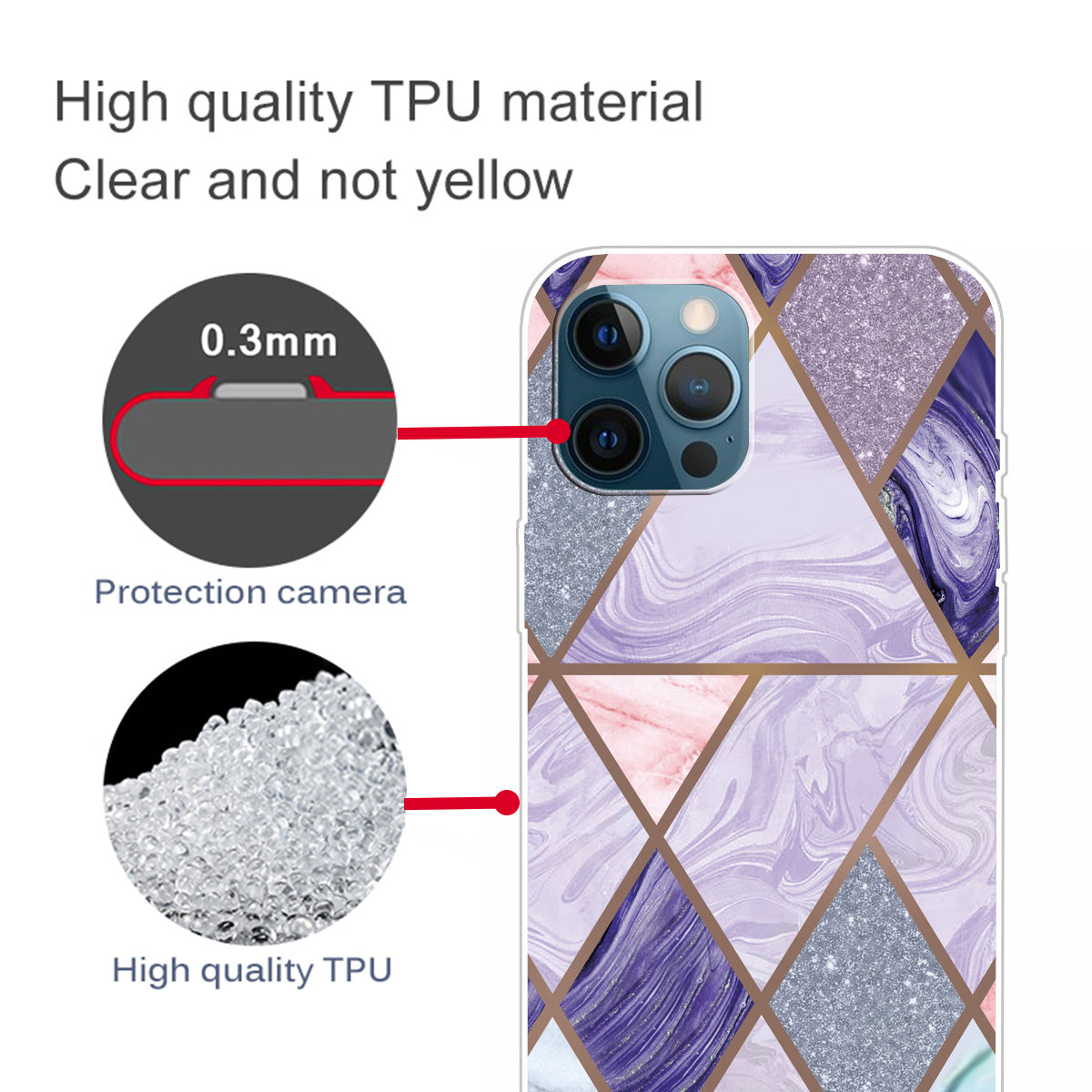 Stylish Marble Pattern Flexible TPU Back Shell for iPhone 13 Pro 6.1 inch