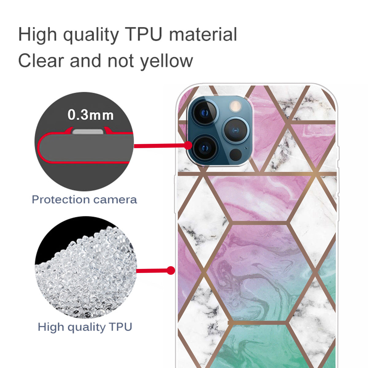 Stylish Marble Pattern Flexible TPU Back Shell for iPhone 13 Pro 6.1 inch