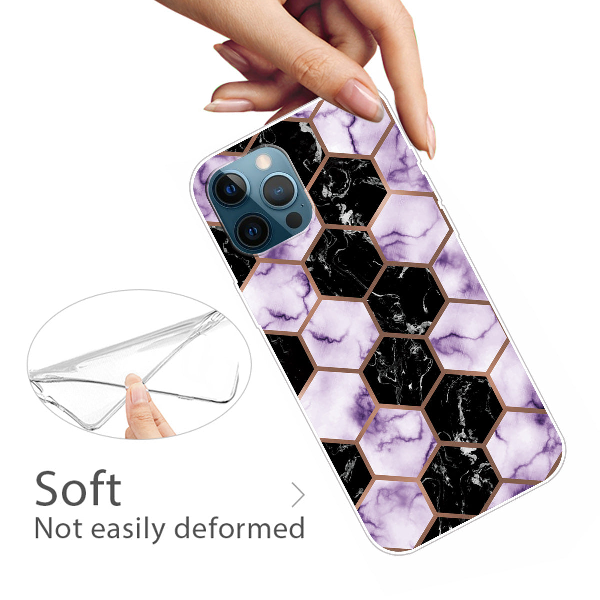 Stylish Marble Pattern Flexible TPU Back Shell for iPhone 13 Pro 6.1 inch