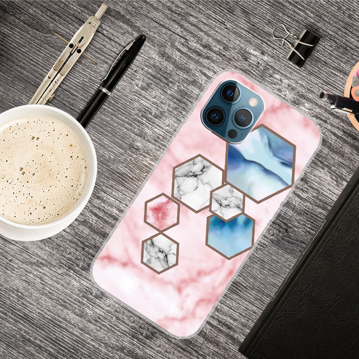 Multi-Color Marble Pattern Flexible TPU Back Shell for iPhone 13 Pro Max 6.7 inch