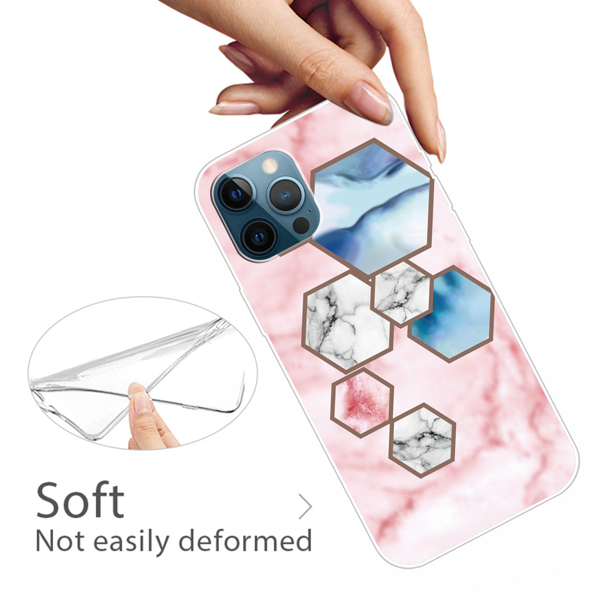 Multi-Color Marble Pattern Flexible TPU Back Shell for iPhone 13 Pro Max 6.7 inch