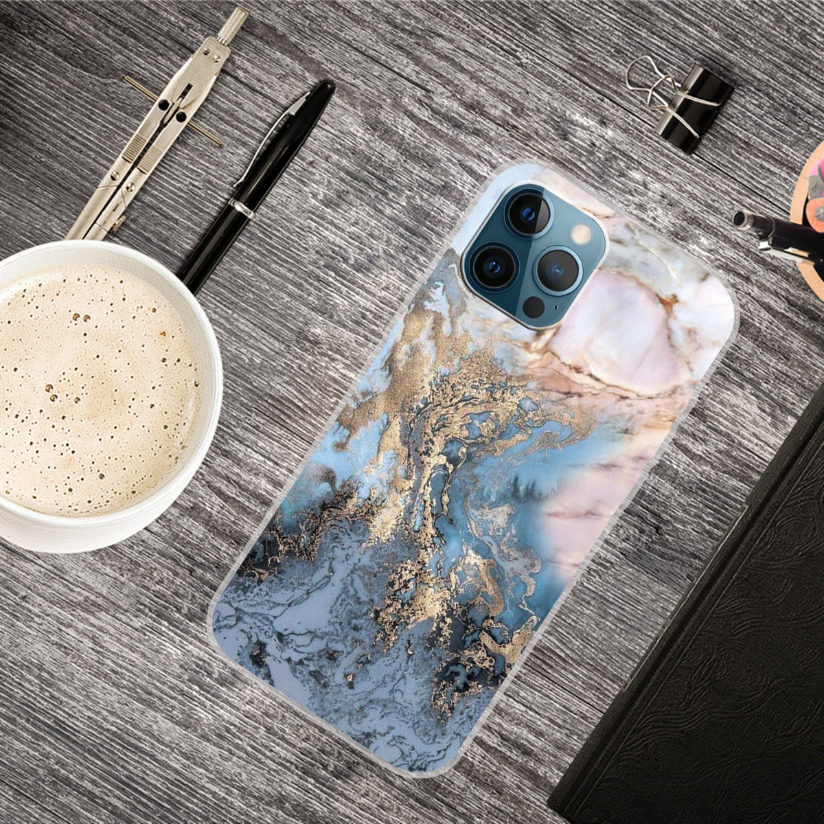 Multi-Color Marble Pattern Flexible TPU Back Shell for iPhone 13 Pro Max 6.7 inch
