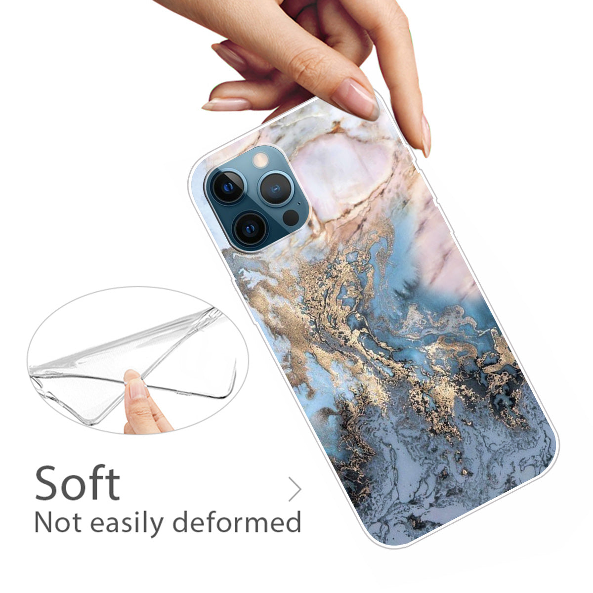 Multi-Color Marble Pattern Flexible TPU Back Shell for iPhone 13 Pro Max 6.7 inch