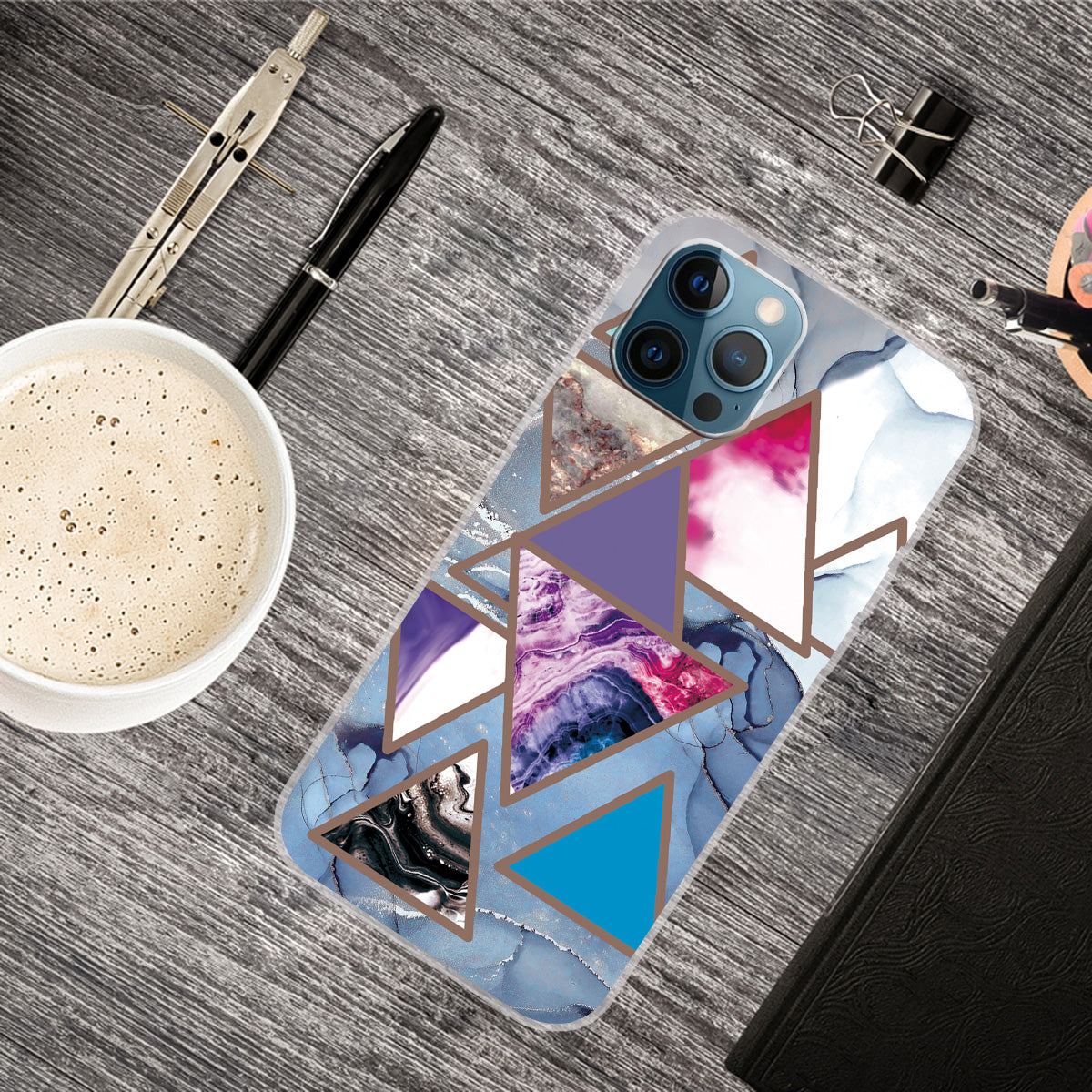Multi-Color Marble Pattern Flexible TPU Back Shell for iPhone 13 Pro Max 6.7 inch