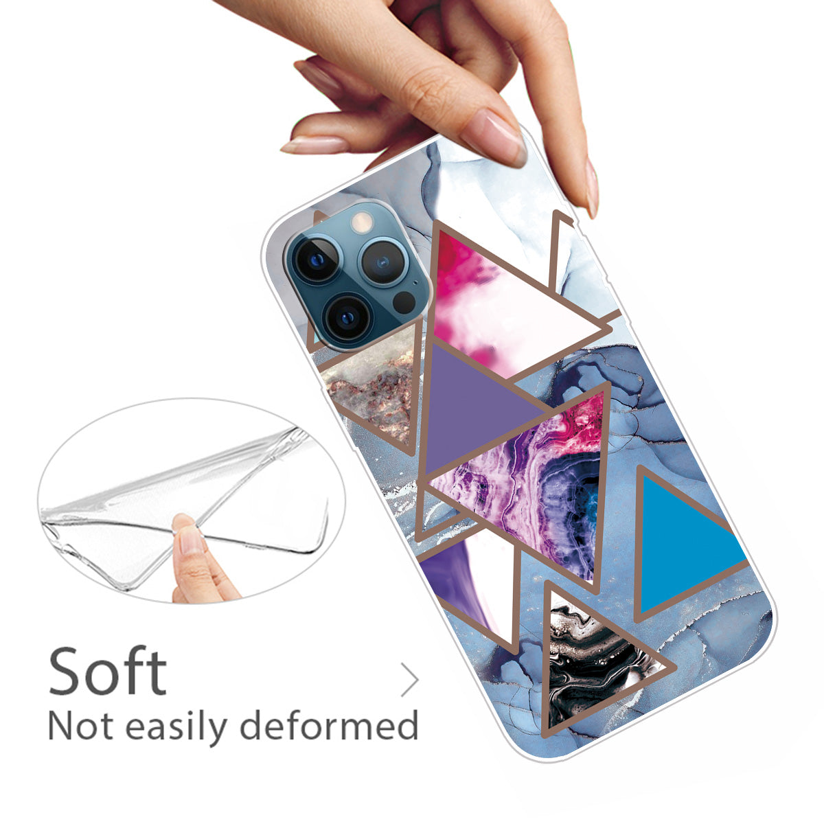 Multi-Color Marble Pattern Flexible TPU Back Shell for iPhone 13 Pro Max 6.7 inch