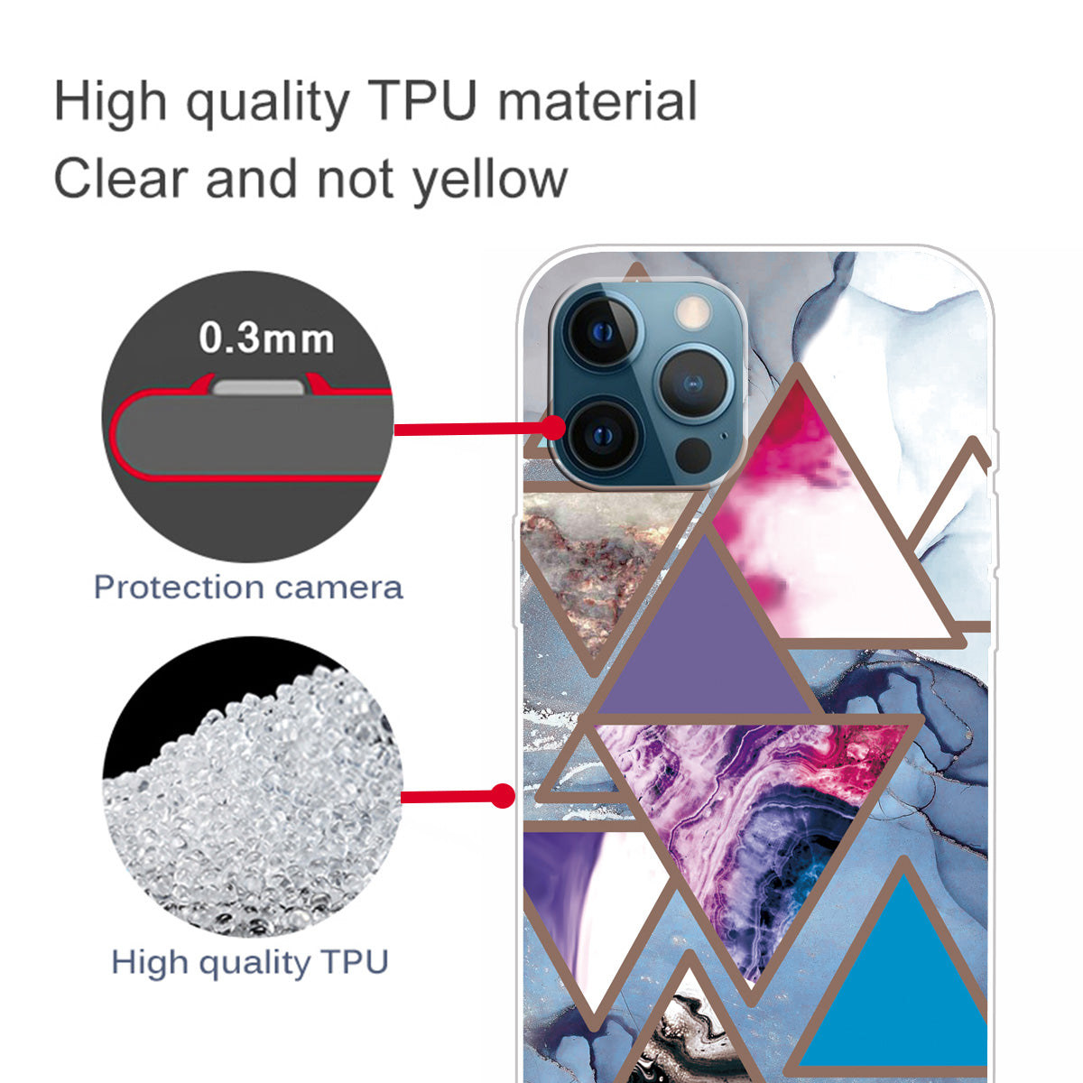 Multi-Color Marble Pattern Flexible TPU Back Shell for iPhone 13 Pro Max 6.7 inch