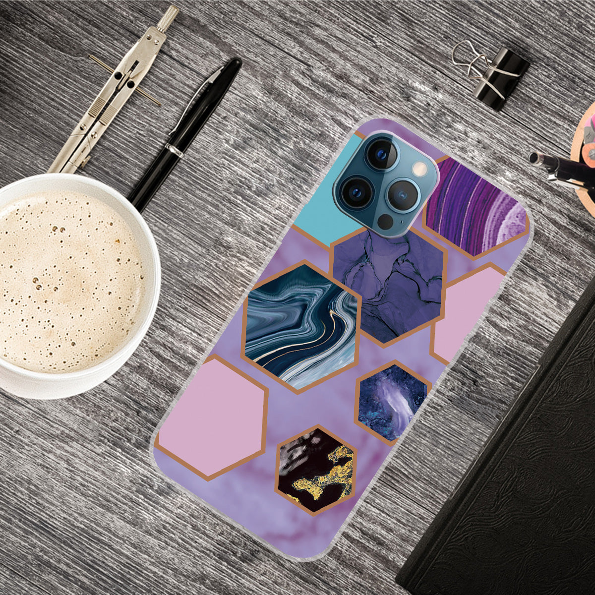 Multi-Color Marble Pattern Flexible TPU Back Shell for iPhone 13 Pro Max 6.7 inch