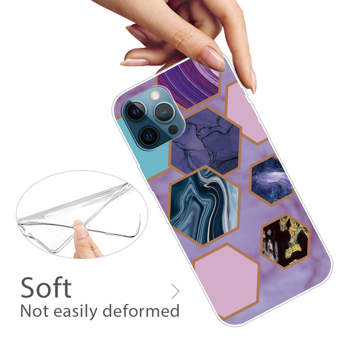 Multi-Color Marble Pattern Flexible TPU Back Shell for iPhone 13 Pro Max 6.7 inch
