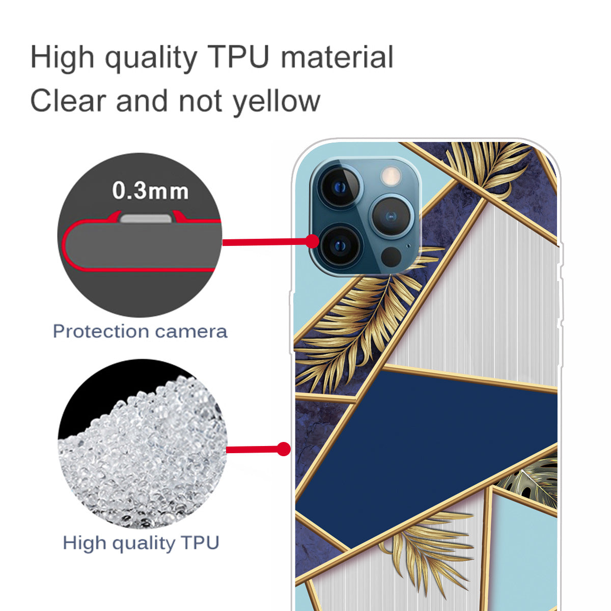 Multi-Color Marble Pattern Flexible TPU Back Shell for iPhone 13 Pro Max 6.7 inch