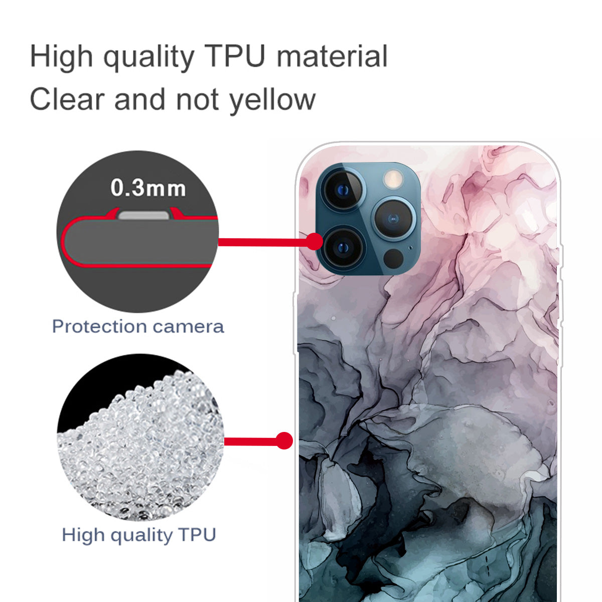 Abstract Marble Pattern Flexible TPU Back Shell for iPhone 13 Pro 6.1 inch