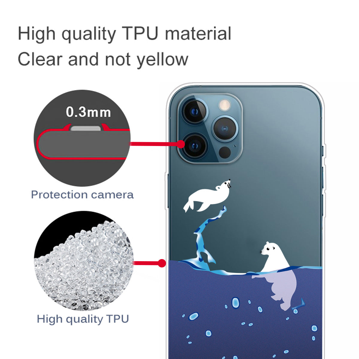 Clear Cute Pattern Printing Design Slim Lightweight Protective Bumper Cover for iPhone 13 Pro Max 6.7 inch