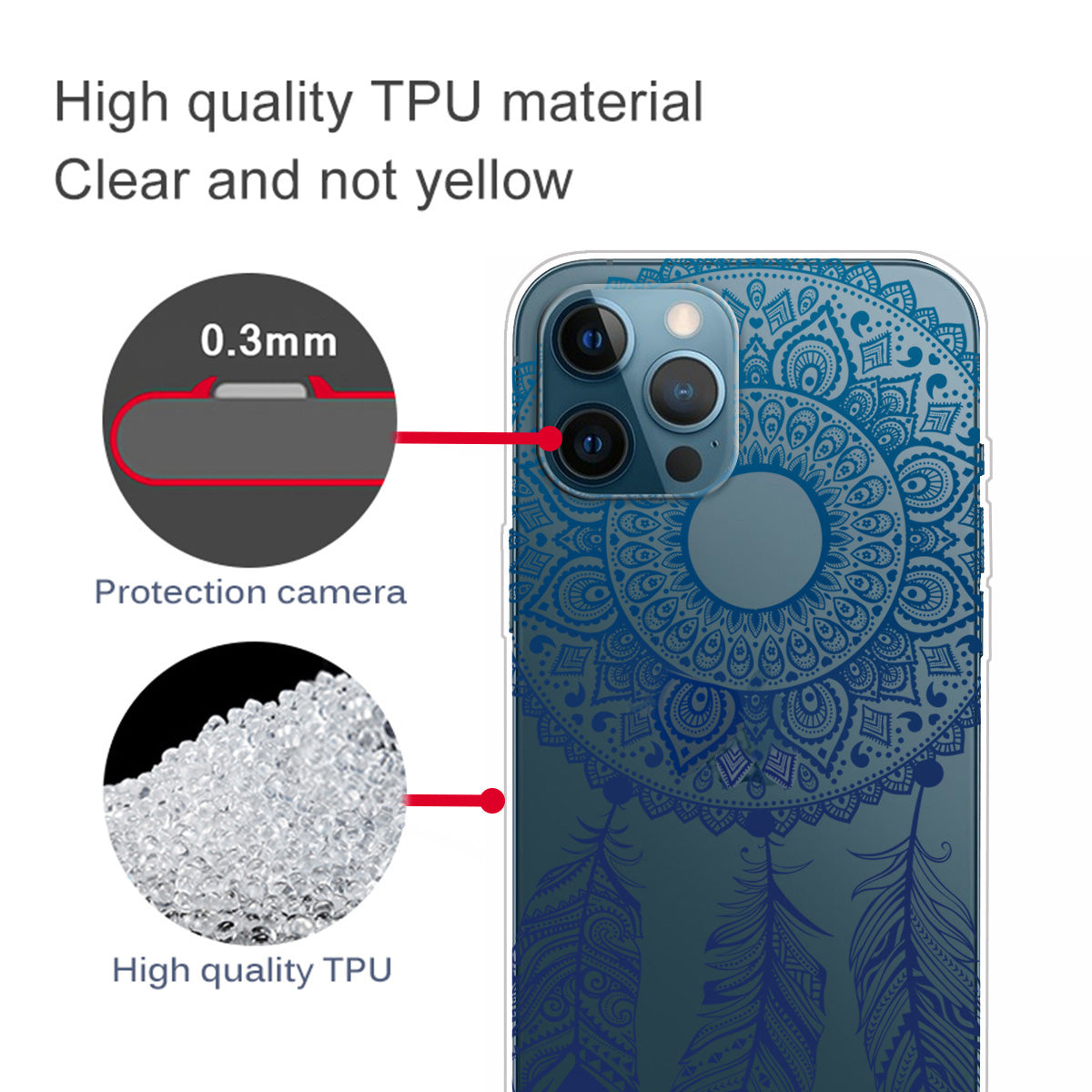 Clear Cute Pattern Printing Design Slim Lightweight Protective Bumper Cover for iPhone 13 Pro Max 6.7 inch