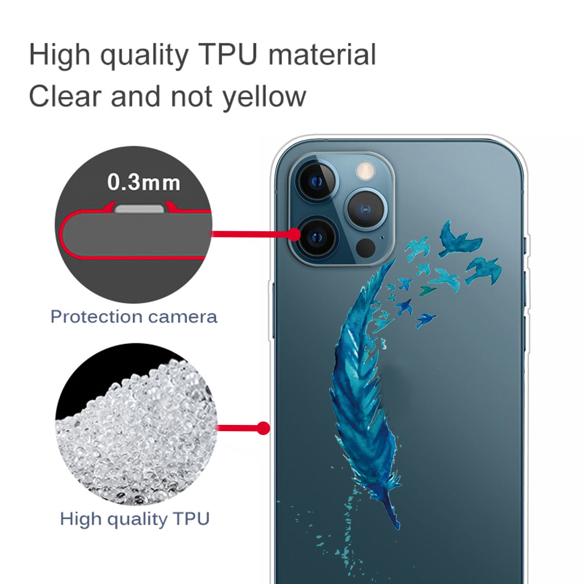 Clear Cute Pattern Printing Design Slim Lightweight Protective Bumper Cover for iPhone 13 Pro Max 6.7 inch