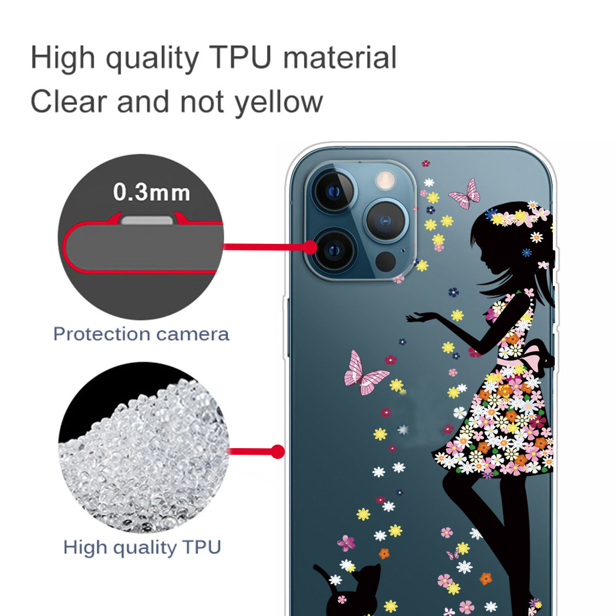 Clear Cute Pattern Printing Design Slim Lightweight Protective Bumper Cover for iPhone 13 Pro Max 6.7 inch