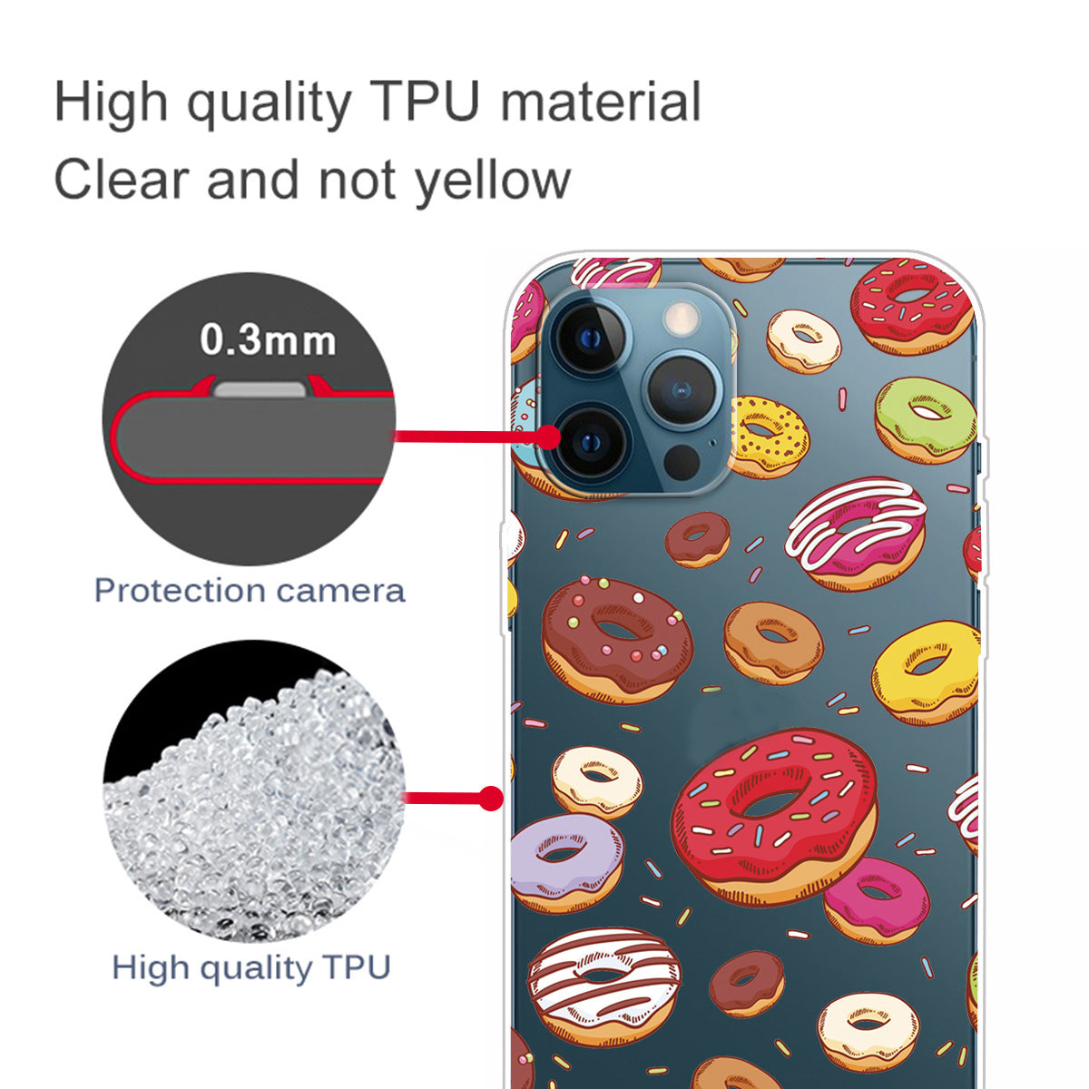 Clear Cute Pattern Printing Design Slim Lightweight Protective Bumper Cover for iPhone 13 Pro Max 6.7 inch